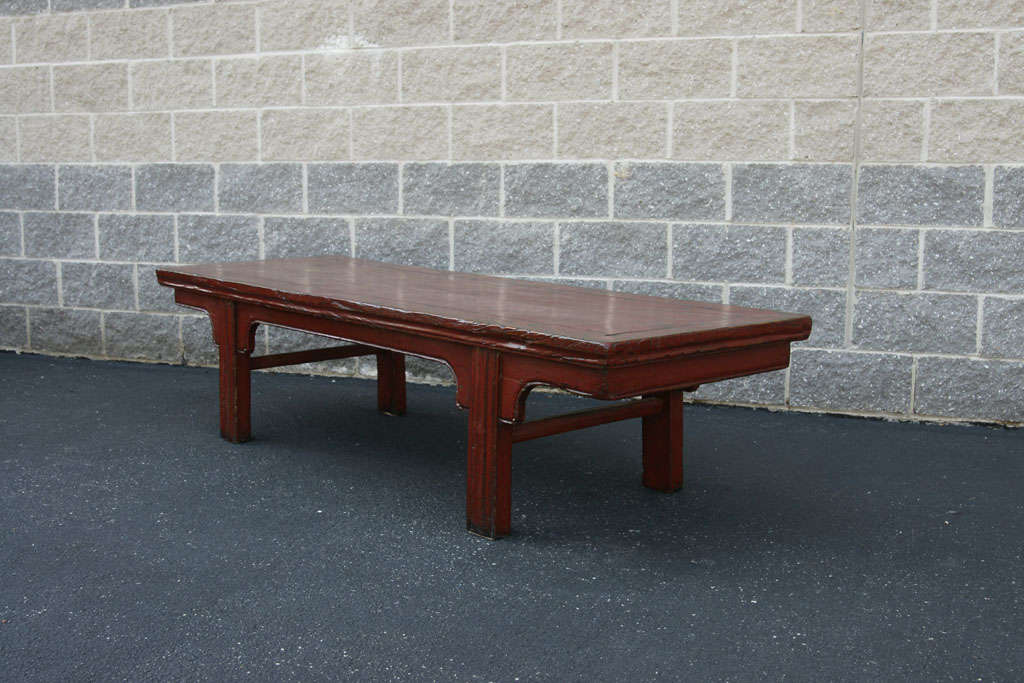 Early to Mid-19th century Shandong lacquered tea table in original lacquer.