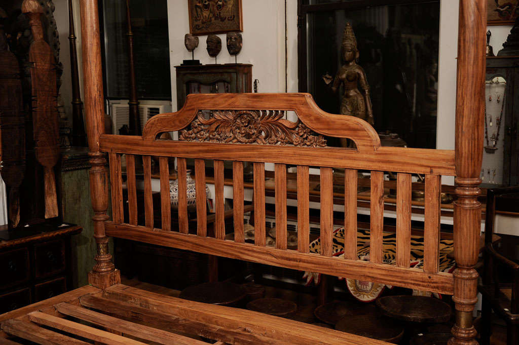 Teak Four Poster Bed w/ Bamboo Crossbars 1