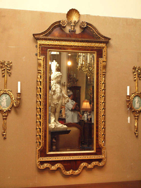 Antique Georgian Mahogany and Parcel Gilt Mirror.