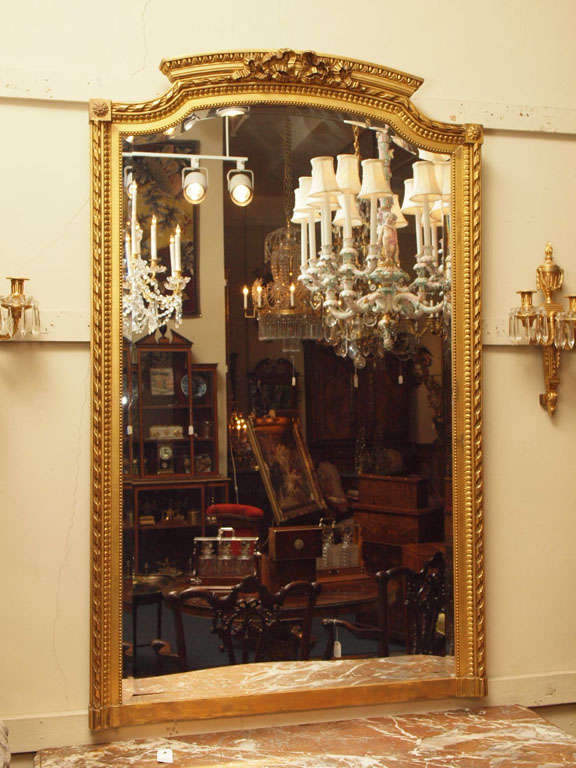 Antique French Louis Philippe gold mirror. Classic lines and appeal.