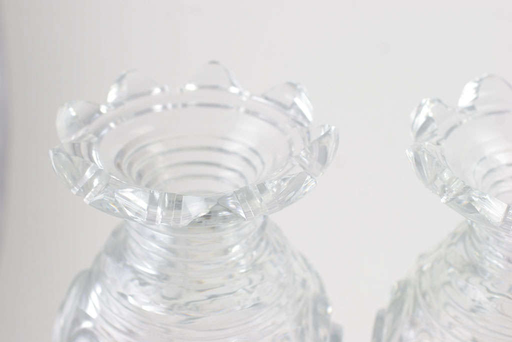 Glass Baccarat Cut Crystal Vases With Floral Medallions For Sale