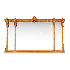 Antique Irish Regency Giltwood Overmantle Mirror