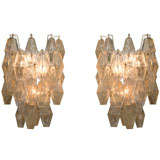 Venini Polyhedral Pair of Wall Sconces