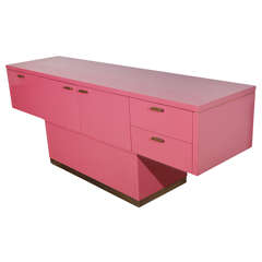 Modern Pink Lacquered Credenza