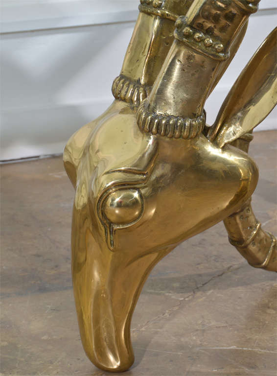 Late 20th Century Polished Brass Rams Head Dining Table