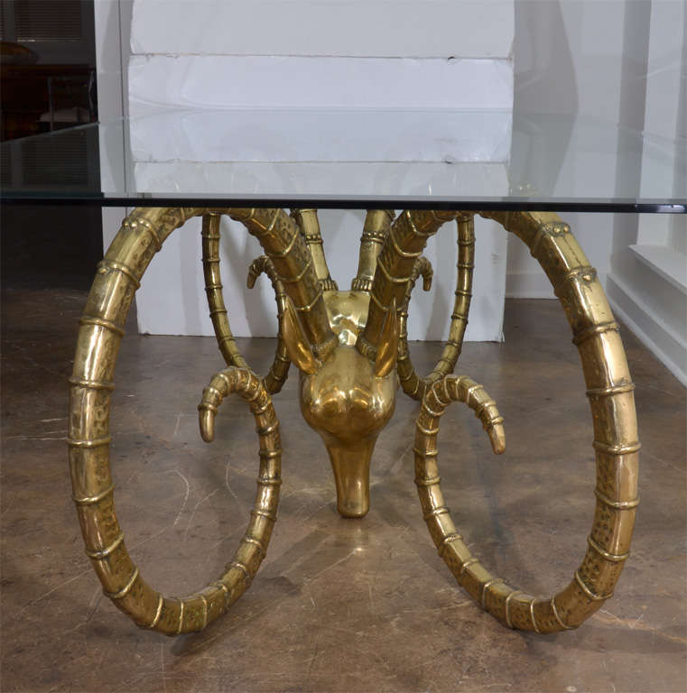 Polished Brass Rams Head Dining Table 1