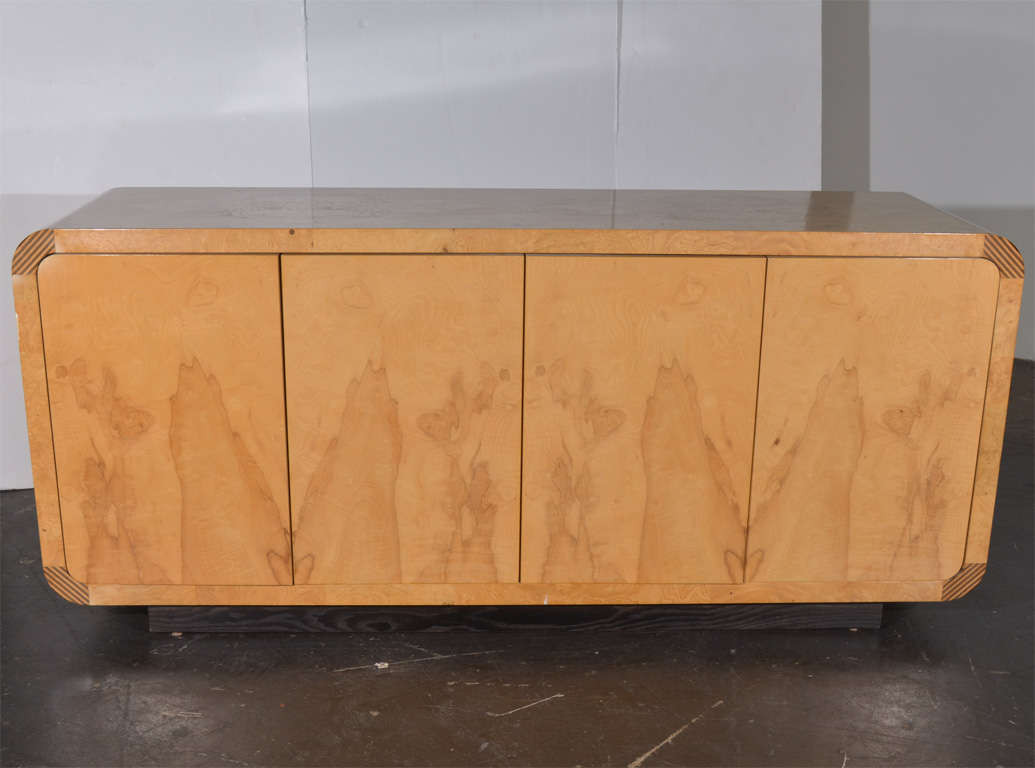Burl wood 1980's Henredon Scene Two Collection console.