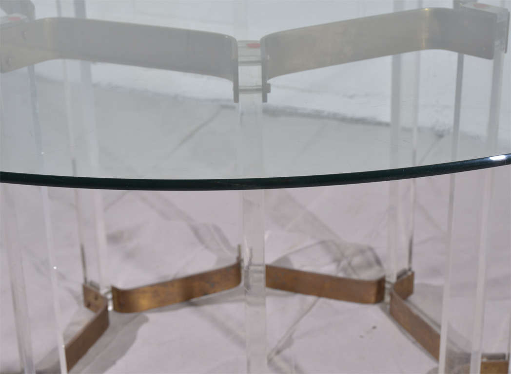 Lucite and Brass Dining Table with Glass Top 3
