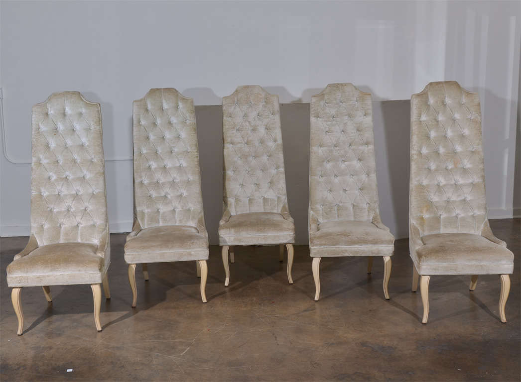 Set of Five Tall Back Tufted Dining Chairs at 1stDibs tall back dining chairs, tall dining