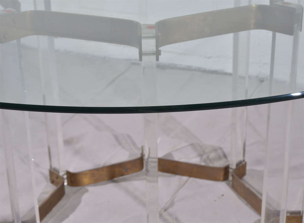 Lucite and Brass Dining Table with Glass Top at 1stDibs