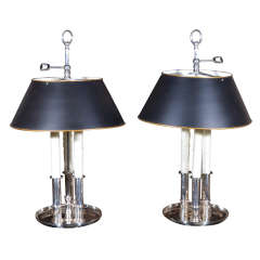Pair French Silver Bouillotte Lamps