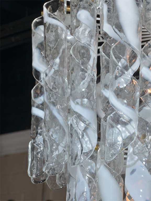 Mid-20th Century Huge Italian Mazzega Murano Swirled Glass Chandelier