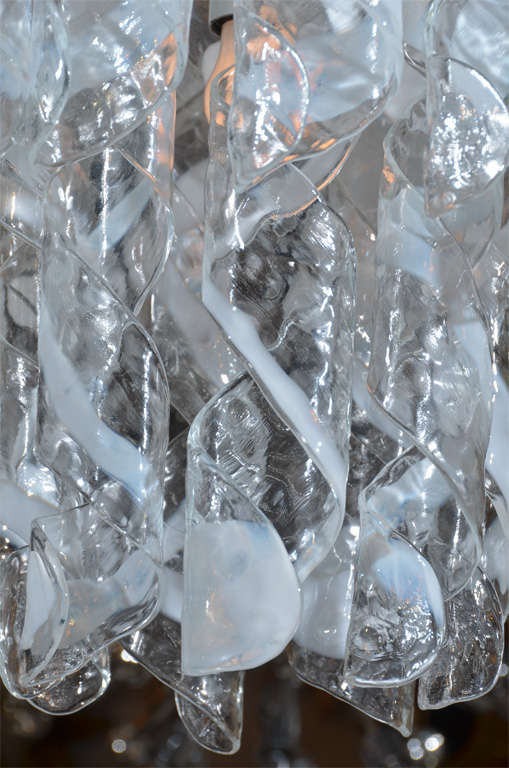 Huge Italian Mazzega Murano Swirled Glass Chandelier 1