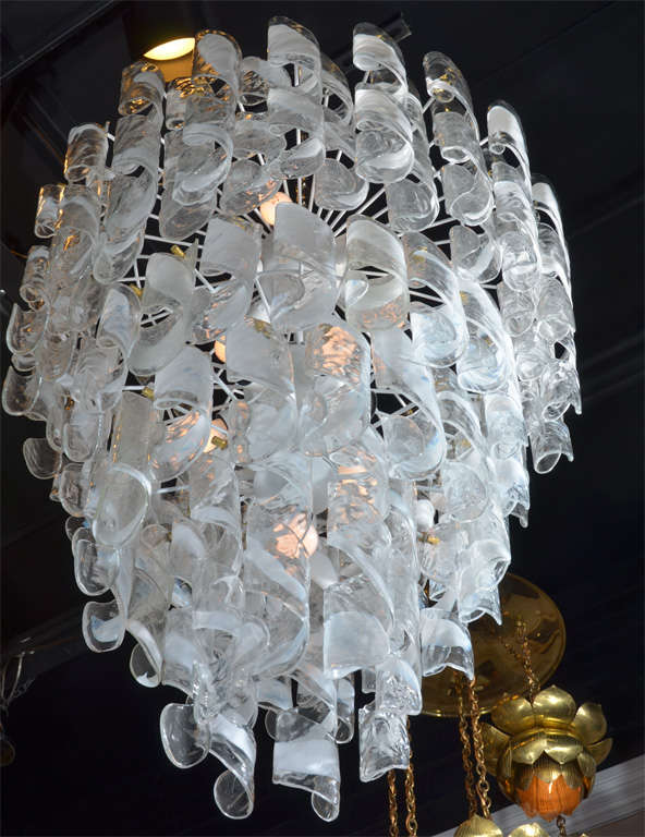 Huge Italian Mazzega Murano Swirled Glass Chandelier 3