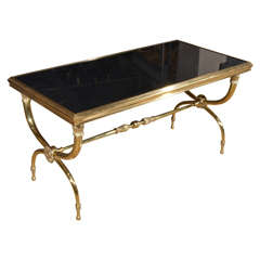 French Curule Brass Cocktail Table
