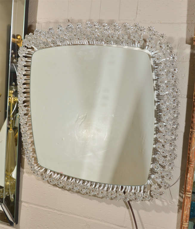 Square Floral Illuminated Backlit Wall Mirror