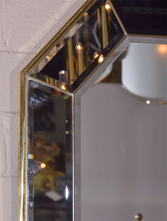 Pair Brass Framed Wall Mirrors Italian 4