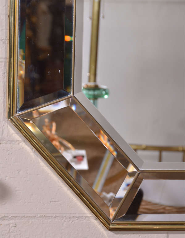 Pair Brass Framed Wall Mirrors Italian 5