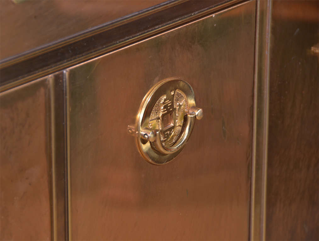 Mastercraft Brass Burl Wood Flip-Top Bar Cabinet 2