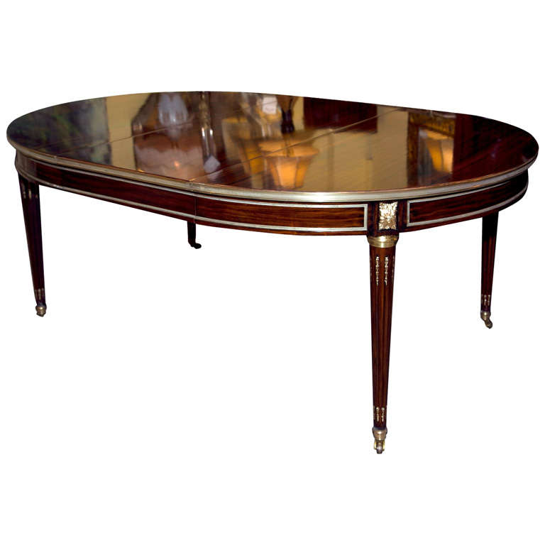 French Louis XVI Style Rosewood 3-Leaf Dining table by Jansen