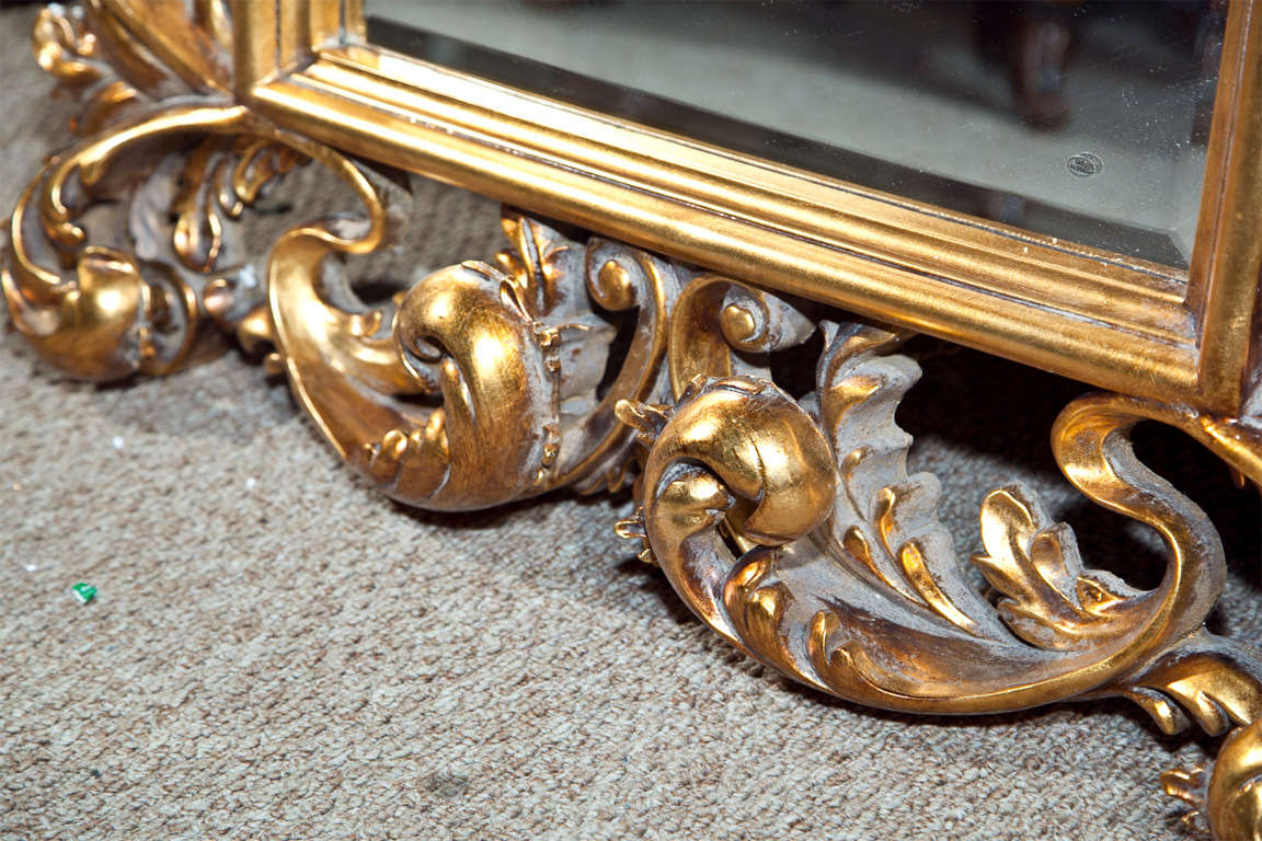 20th Century Pair of French Baroque Style Giltwood Floor Mirrors