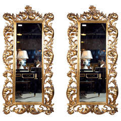 Pair of French Baroque Style Giltwood Floor Mirrors