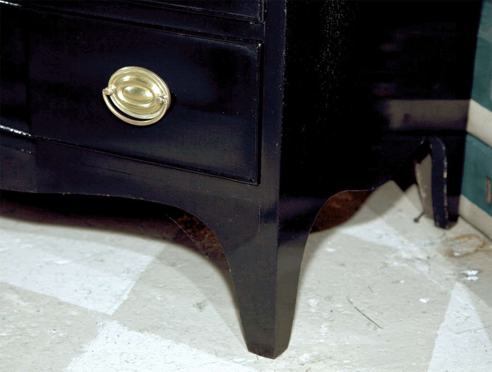 American Pair of Marble Top Bow Front Chests of Drawers