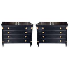 Pair of Ebonized Chest of Drawers by Baker