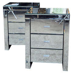 Pair Mirrored Nightstands