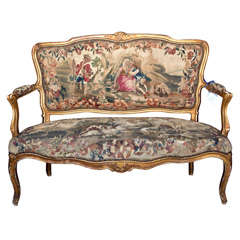 French Louis XV Style Aubusson Canape Settee