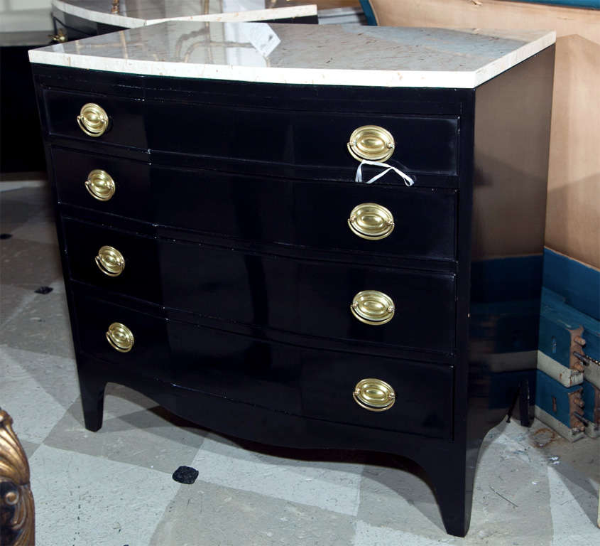 Pair of Marble Top Bow Front Chests of Drawers at 1stdibs