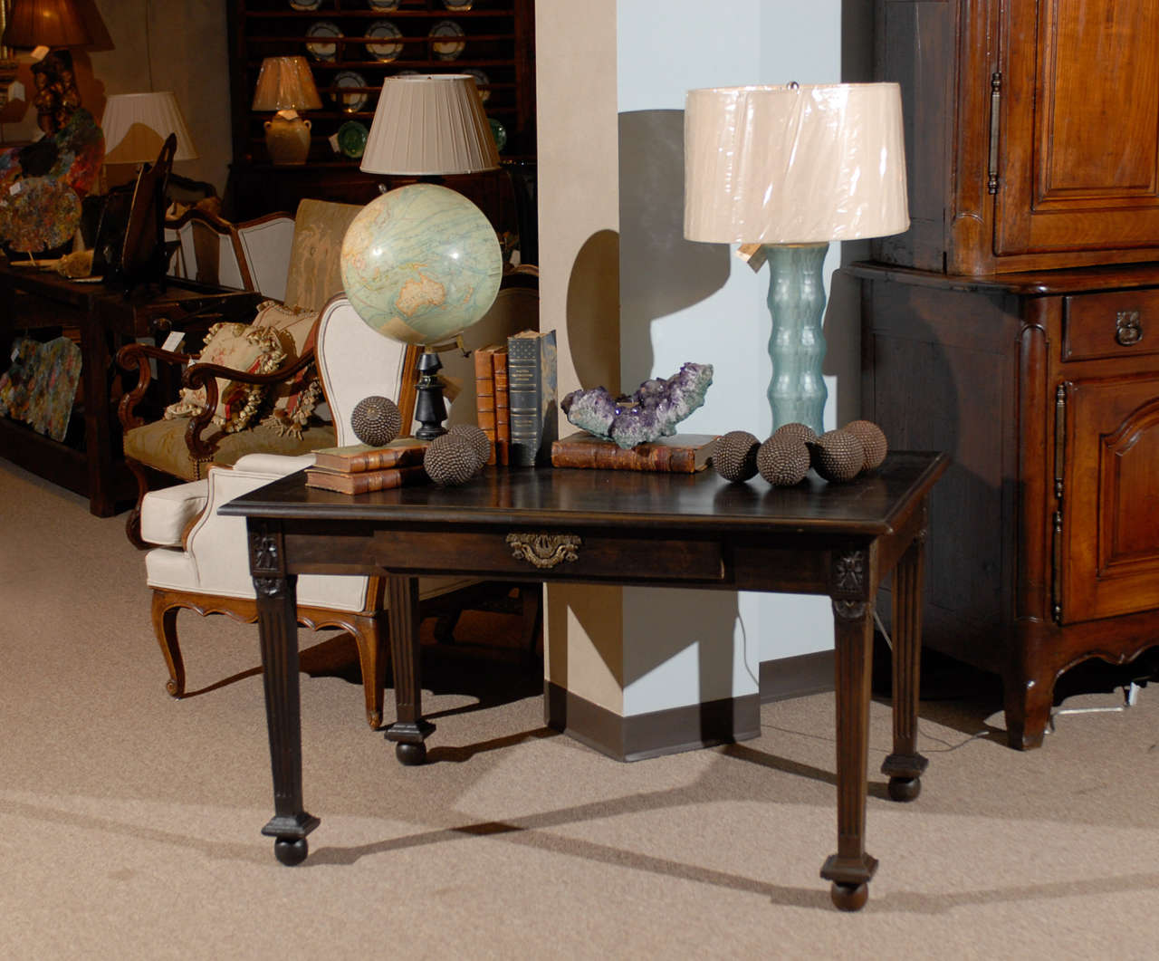 French 19th Century Black Painted Empire Style Desk, circa 1890 For Sale