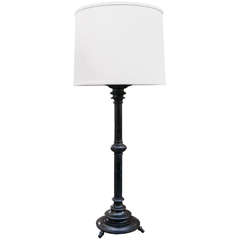 Ebonzied Pricket Stick as Table Lamp, Circa 1800