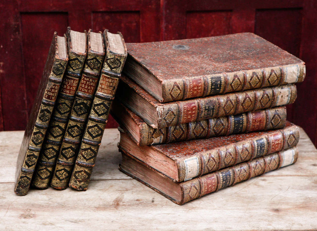 Nine Leather Bound Books, Circa 1800 For Sale at 1stdibs