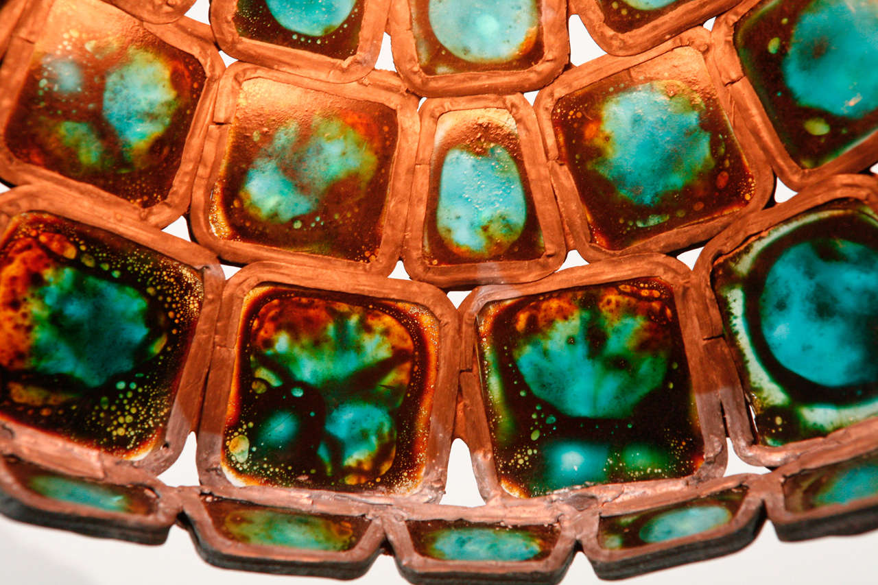 Mid-20th Century Hand Blown Turquoise Art Glass Pendant