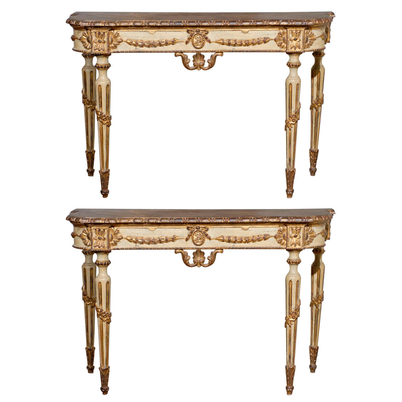 Pair of Painted Neoclassical Style Console Tables