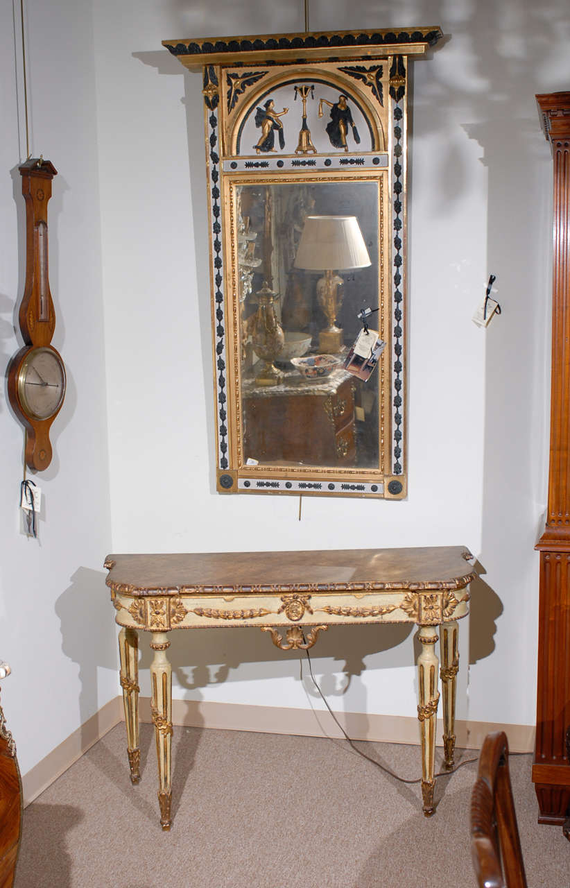 Italian Pair of Painted Neoclassical Style Console Tables