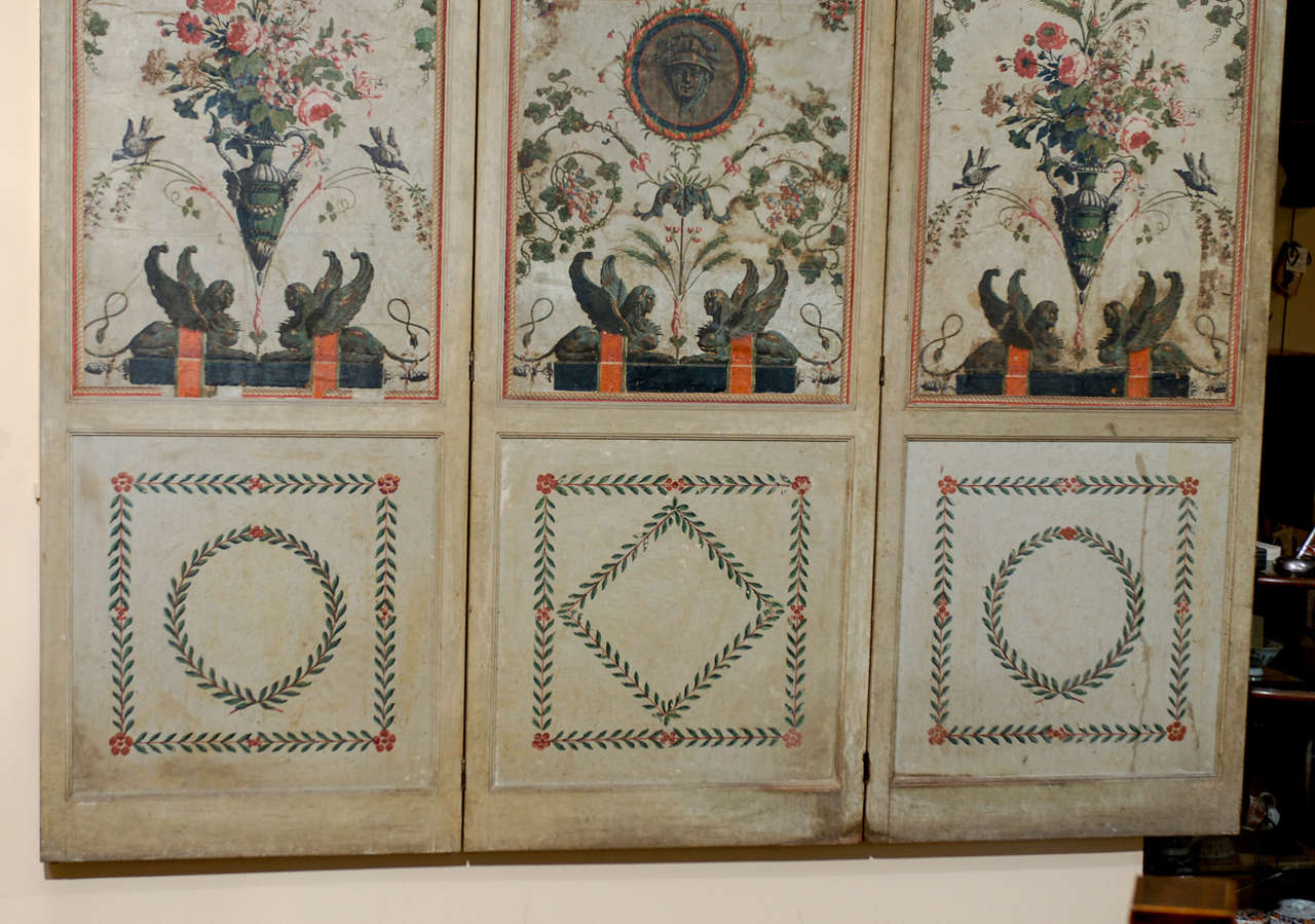 19th Century Neoclassical Style French 3 Panel Screen
