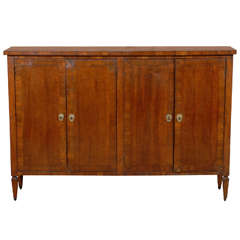 Neoclassical Italian Inlaid Walnut Narrow Cabinet