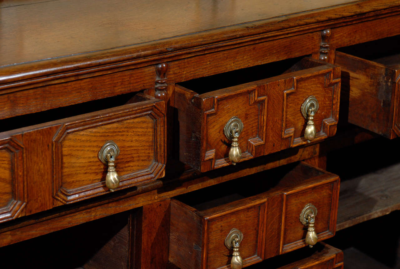 Jacobean Style English Oak Dresser Base, ca. 1800 1