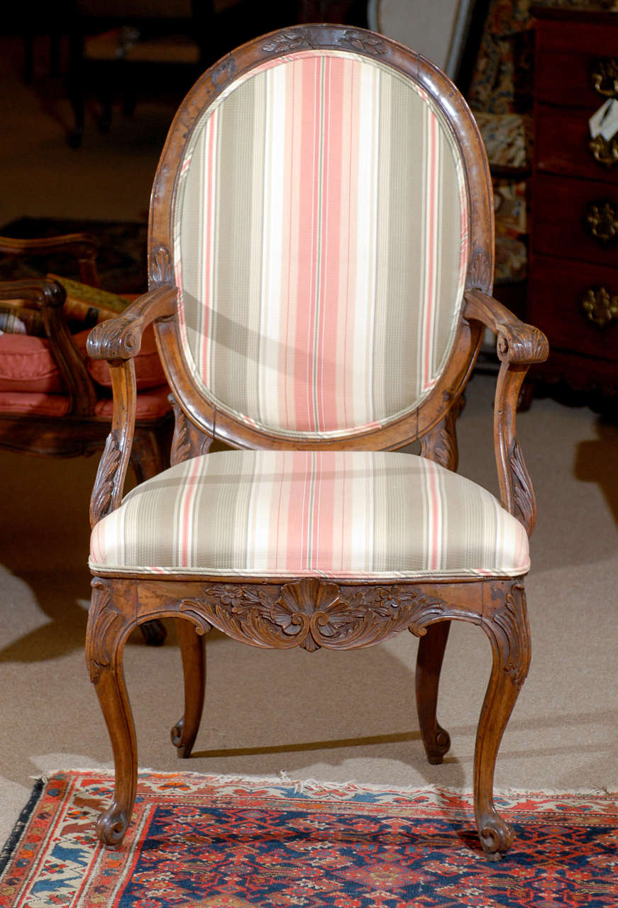 18th Century Italian Walnut Fauteuil