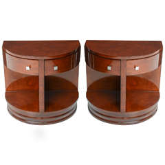 Pair of American Art Deco Style Demilune Side Tables by Widdicomb Furniture