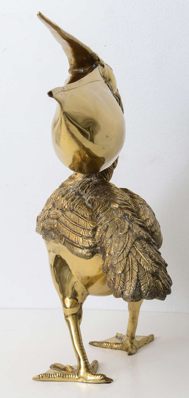 Large Scale, Life Size Pelican Sculpture in Polished Brass 1