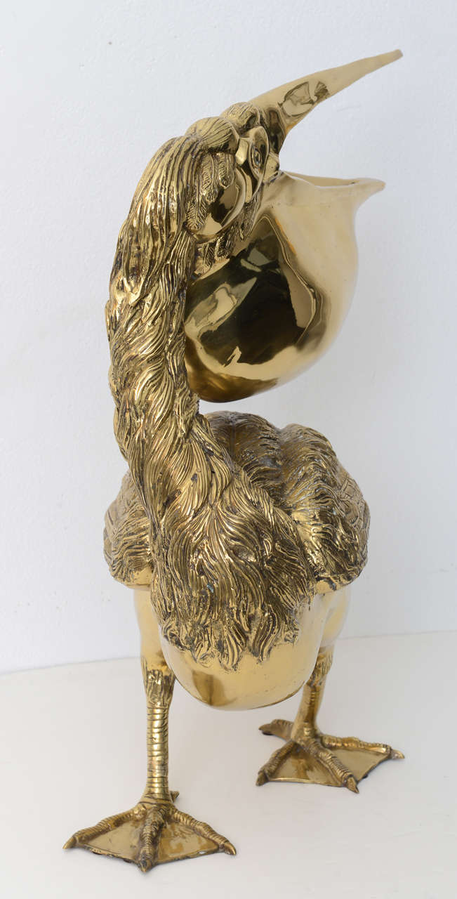 Large Scale, Life Size Pelican Sculpture in Polished Brass 2