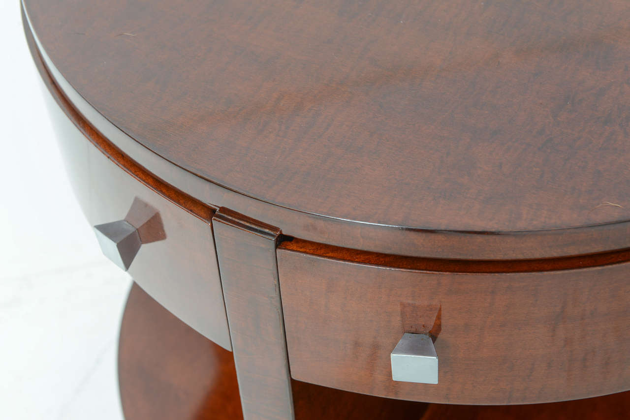 Pair of American Art Deco Style Demilune Side Tables by