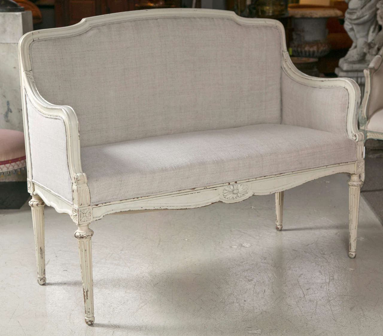 19th century Pair of Swedish Settee with Vintage fabric