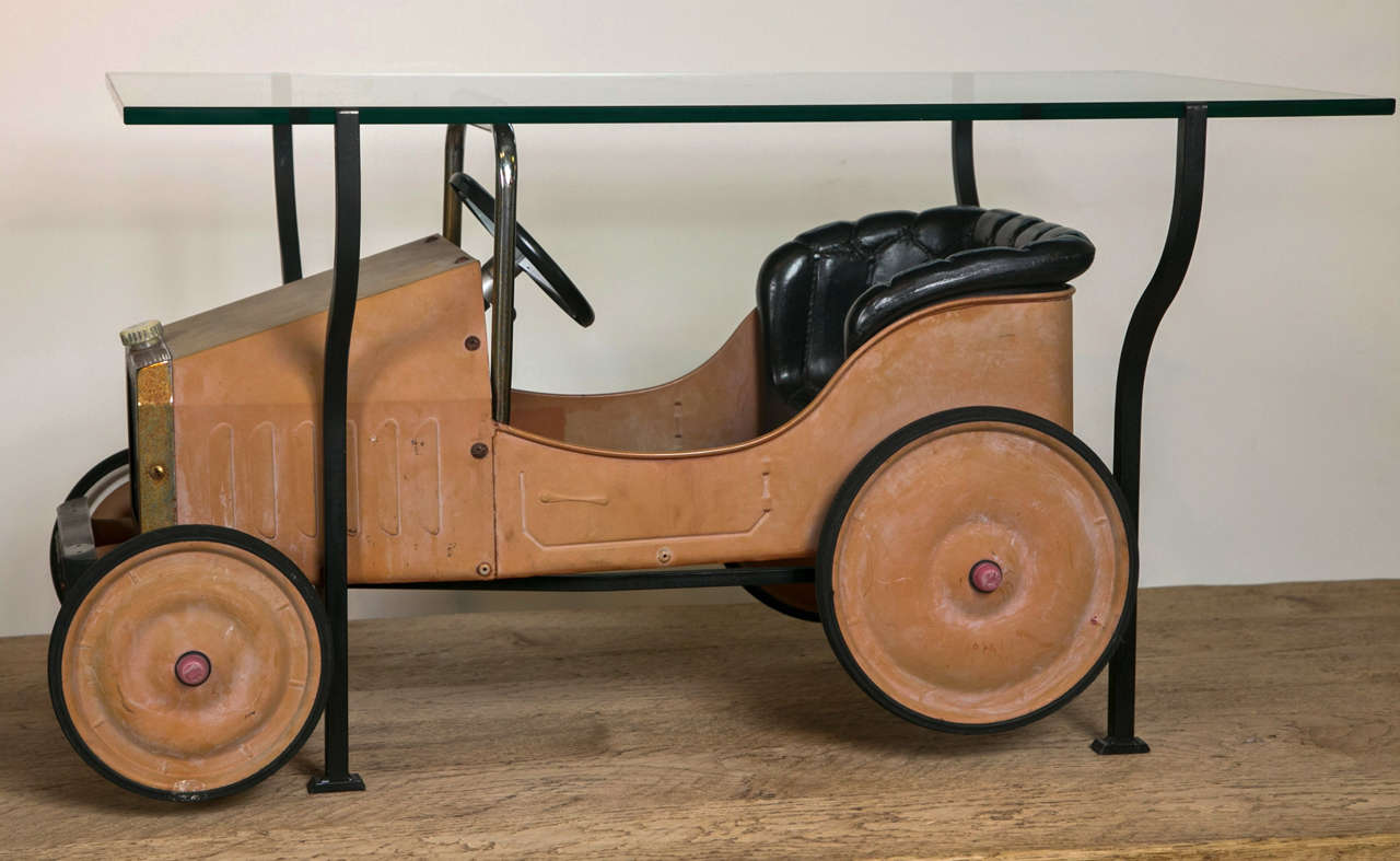 Pedal Car made into glass top coffee table, England