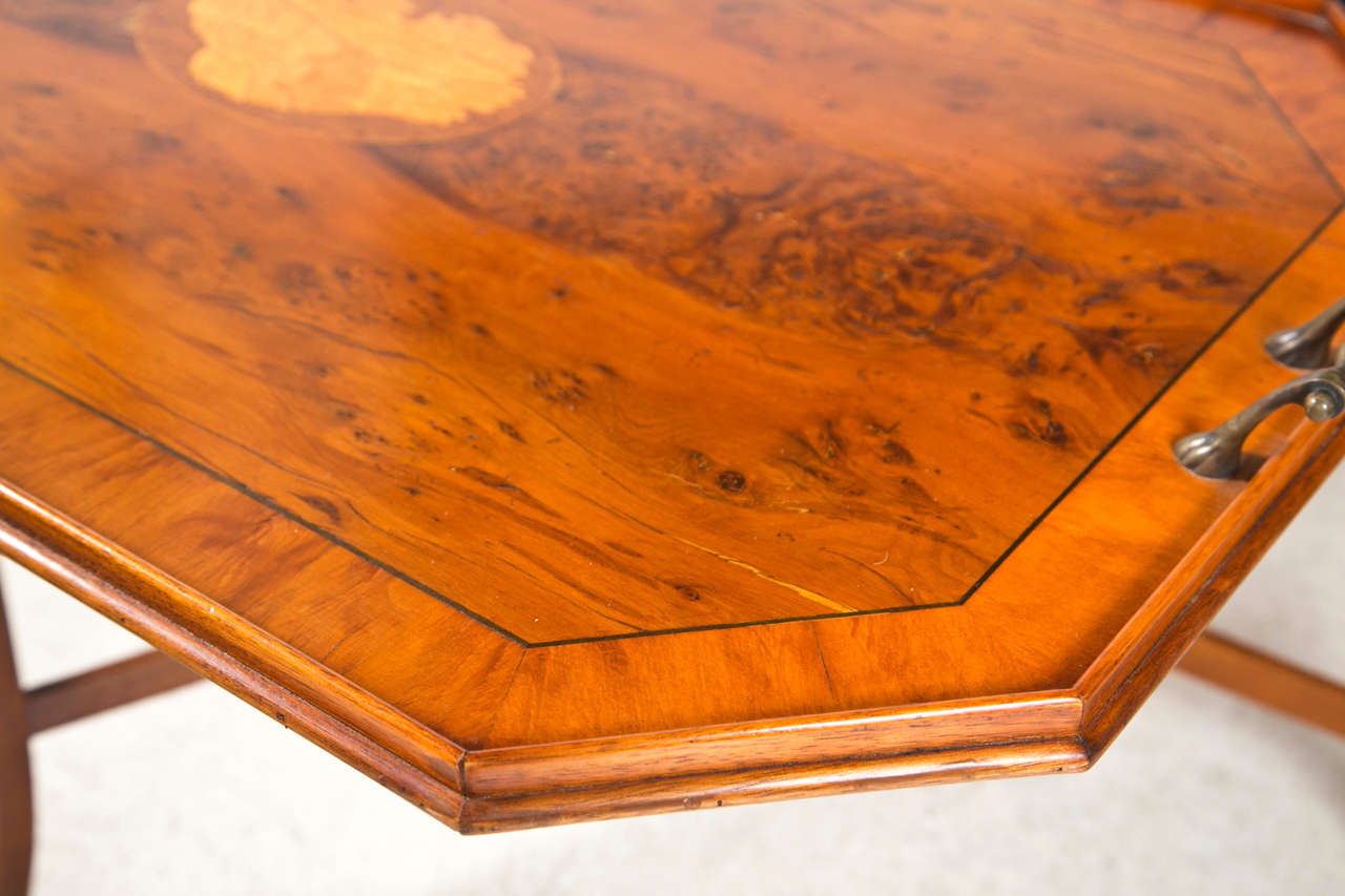 Inlaid Multiwood tray table banded top lift off tray 4