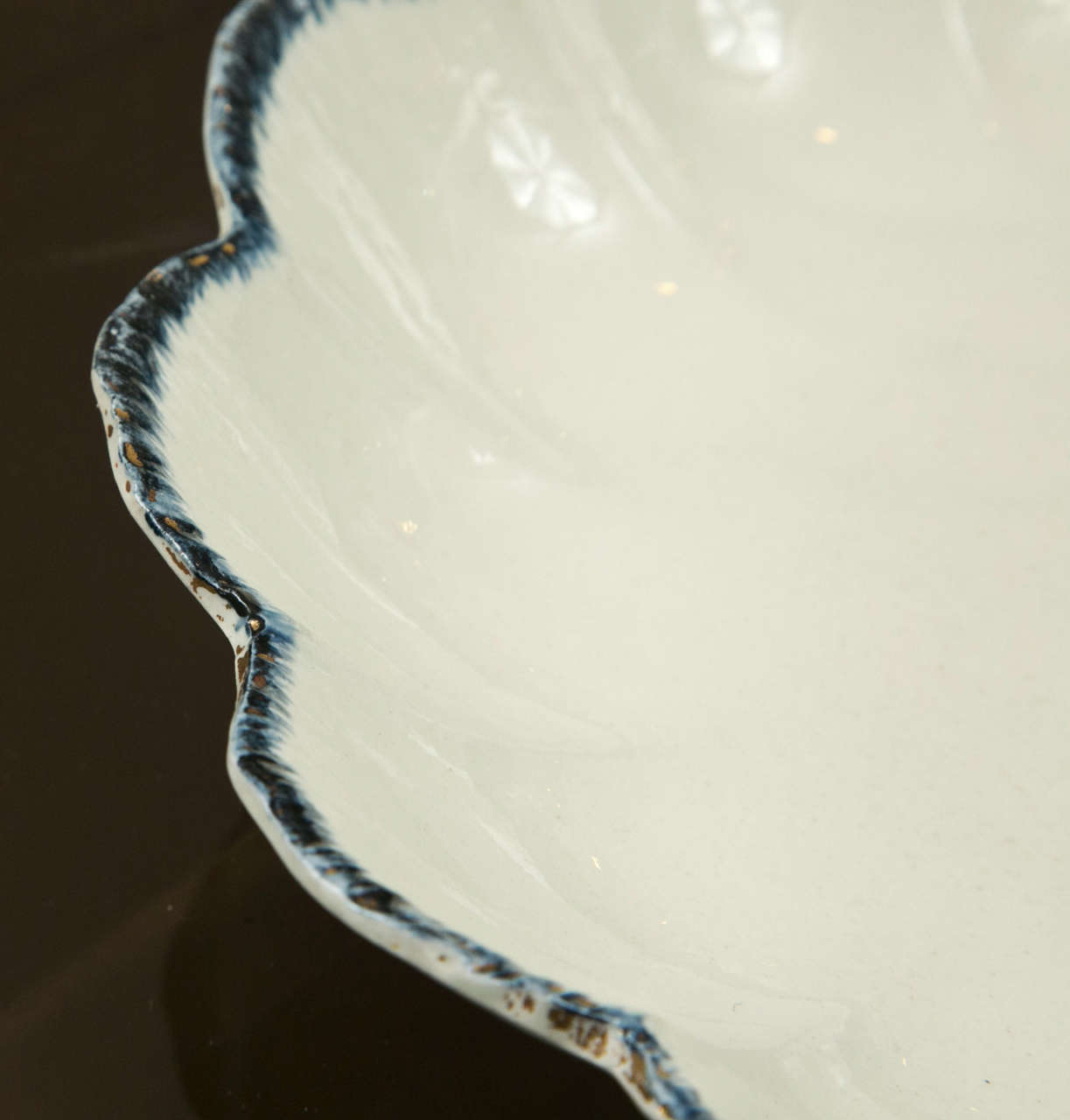 18th Century and Earlier PR. of English pearl ware Blue Wedgwood Feather edge Scalloped bowls