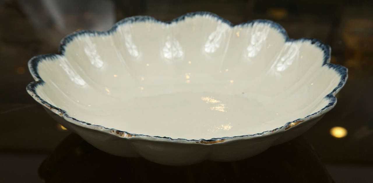 PR. of English pearl ware Blue Wedgwood Feather edge Scalloped bowls 3